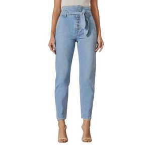 NWT GRLFRND Perfect Ten Light Wash Emery Belted High Rise Straight Leg Jeans 24